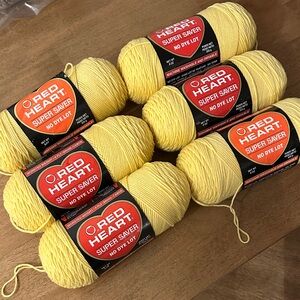 Red Heart Super Saver Yarn Cornmeal 320 – 6 Skeins – Bright Yellow – Worsted